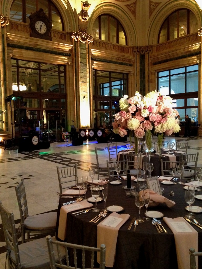 Elite Show Band Stage Setup for a wedding at the Pennsylvanian in Pittsburgh, PA